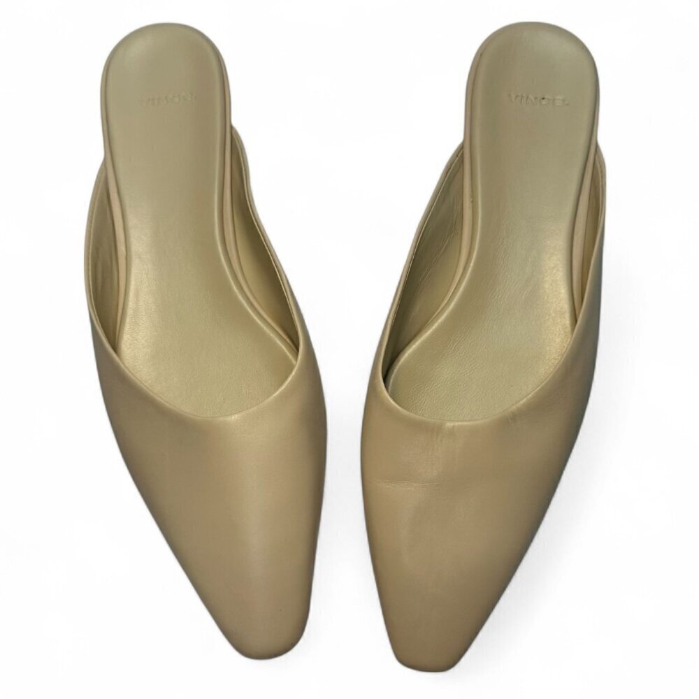 VINCE Women's Pointed Toe Ana Leather Flat Mule - Size 6.5, Beige NWOB - Picture 11 of 13